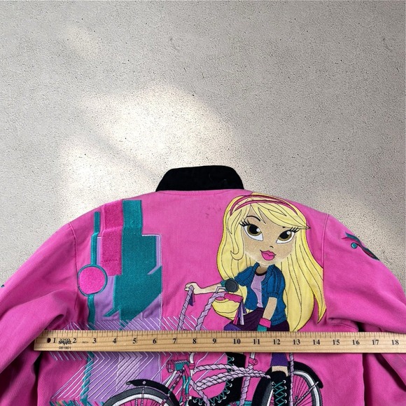 Vtg Y2K Lil Bratz Doll Pink Racing NASCAR Style Bomber Jacket Youth Sz S - Picture 5 of 5